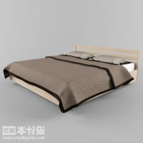Mô hình 3d giường đôi phong cách hiện thực đơn giản