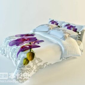 Modello 3d con coperta bianca realistica per letto matrimoniale