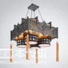 Vintage chińska drewniana lampa