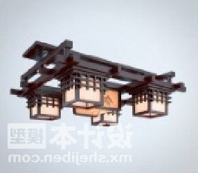Grande lampe chinoise de forme carrée modèle 3D