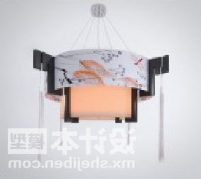 Plafonnier en papier chinois de forme ronde modèle 3D
