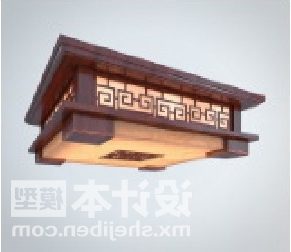 Lampada da soffitto cinese con intaglio in legno quadrato