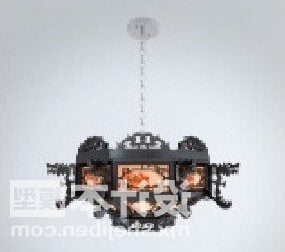 3д модель китайской лампы в стиле черной резьбы