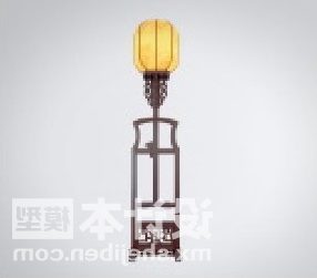 3D model klasické čínské stolní lampy s dřevěným rámem