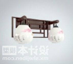 3D model čínské nástěnné lampy se dvěma odstíny osvětlení