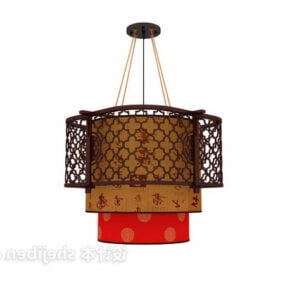 Lampada da soffitto rotonda tradizionale cinese modello 3d