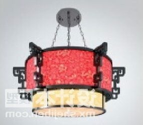Čínská vintage kulatá stropní lampa 3D model