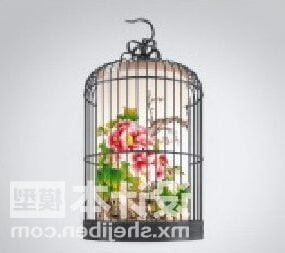 3д модель китайского потолочного светильника в форме клетки