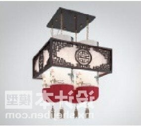 नक्काशी शैली चीनी छत लैंप प्रकाश फिक्स्चर 3डी मॉडल