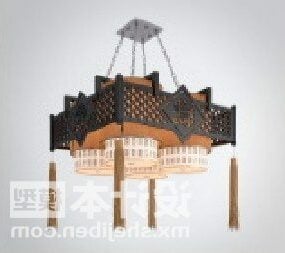3д модель китайского классического деревянного фонаря-лампы