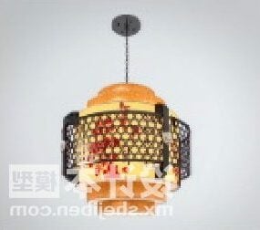Lámpara cilíndrica tallada china modelo 3d
