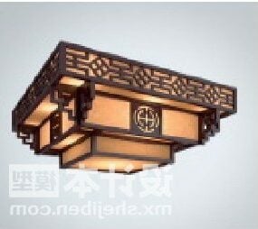 Firkantet kinesisk lampe 3d-modell i tradisjonell stil