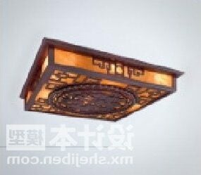 Lampe chinoise carrée en bois modèle 3D