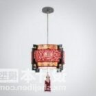 Chińska lampa sufitowa rzeźbiona z drewna