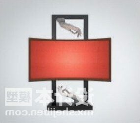 Chinese Red Shade Lamp Furniture 3d model