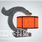 Chinese Table Lamp With Red Shade