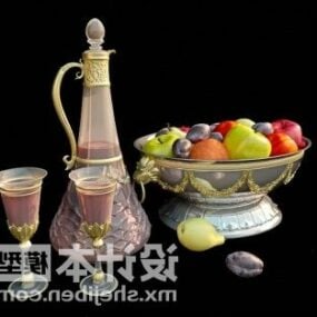 Weinglas mit Obstkorb 3D-Modell