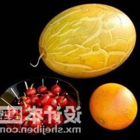 水果包西瓜，樱桃，橙子3d模型