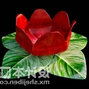 כלי שולחן דקורטיביים של פרחי ורדים דגם תלת מימד