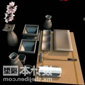 Čínské nádobí, konvice, šálek, miska 3D model