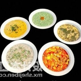 مجموعة أطباق الطعام الآسيوية نموذج ثلاثي الأبعاد