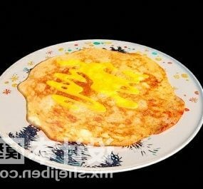 Fried Egg On Dish Tableware 3d model