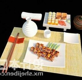 Model 3d Set Makanan Jepun