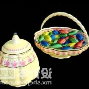 Teapot With Candy Basket 3d model