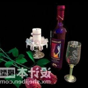 Servies wijnglazen fles 3D-model