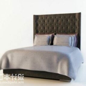 3д модель антикварной двуспальной кровати с обивкой на спинке