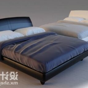 سرير مزدوج الوان مختلفة موديل 3D