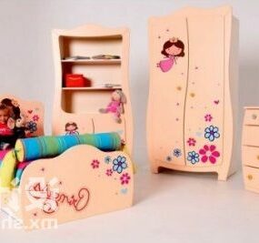 Дитяче ліжко з шафою 3d модель