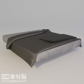 3д модель двуспальной кровати с коричневым матрасом
