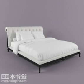 Home Double Bed White Fabric 3d model