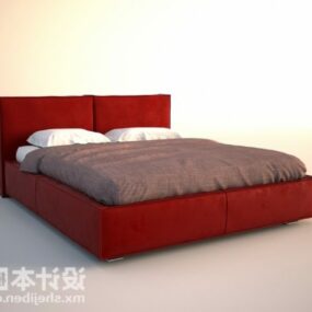 Home Double Bed Red Color 3d model