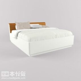 White Double Bed Hotel Furniture 3d model