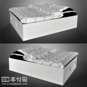 Bunked Bed With Curtain 3d model