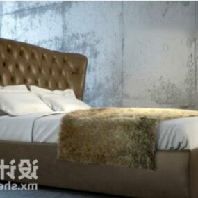 Vintage Upholstery Leather Double Bed 3d model