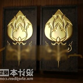 Aziatisch gouden snijwerkdecoratie 3D-model