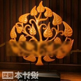 مجسم مزهرية فنية على حامل خشبي نموذج ثلاثي الأبعاد