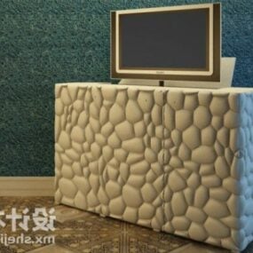 Τρισδιάστατο μοντέλο ντουλάπας τηλεόρασης με βότσαλα