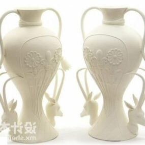 White Vase, Black Bowl, Tableware Decoration 3d model