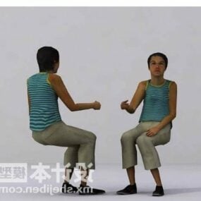 3D model oturan kadın