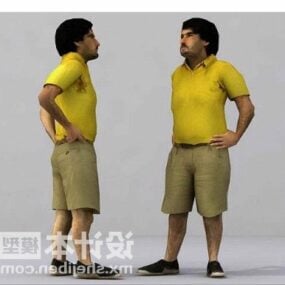 3д модель стоящего мужчины в желтой рубашке