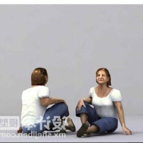 Kvinnor som sitter på golv 3d-modell