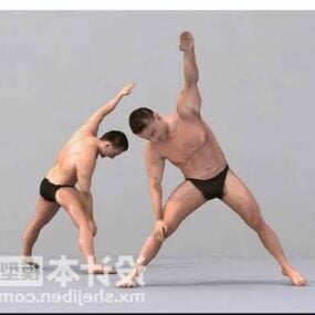 Underwear Man Exercising Pose 3d model