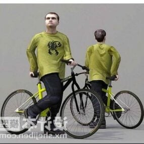 Homem da bicicleta Lowpoly Modelo 3D de personagem