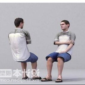 Underpants Man Sitting Character 3d model