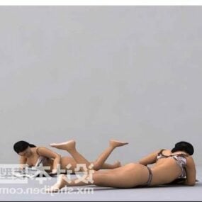 Bikini-Mädchen beim Sonnenbaden 3D-Modell