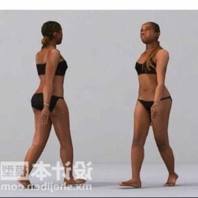 Bikinikvinna Walking Character 3d-modell